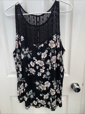 torrid Black Floral Lace-Back Camisole